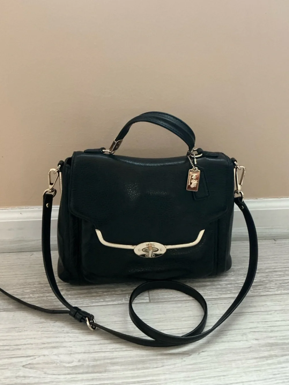 Coach Black Leather Satchel with Gold Hardware - Picture 2 of 9